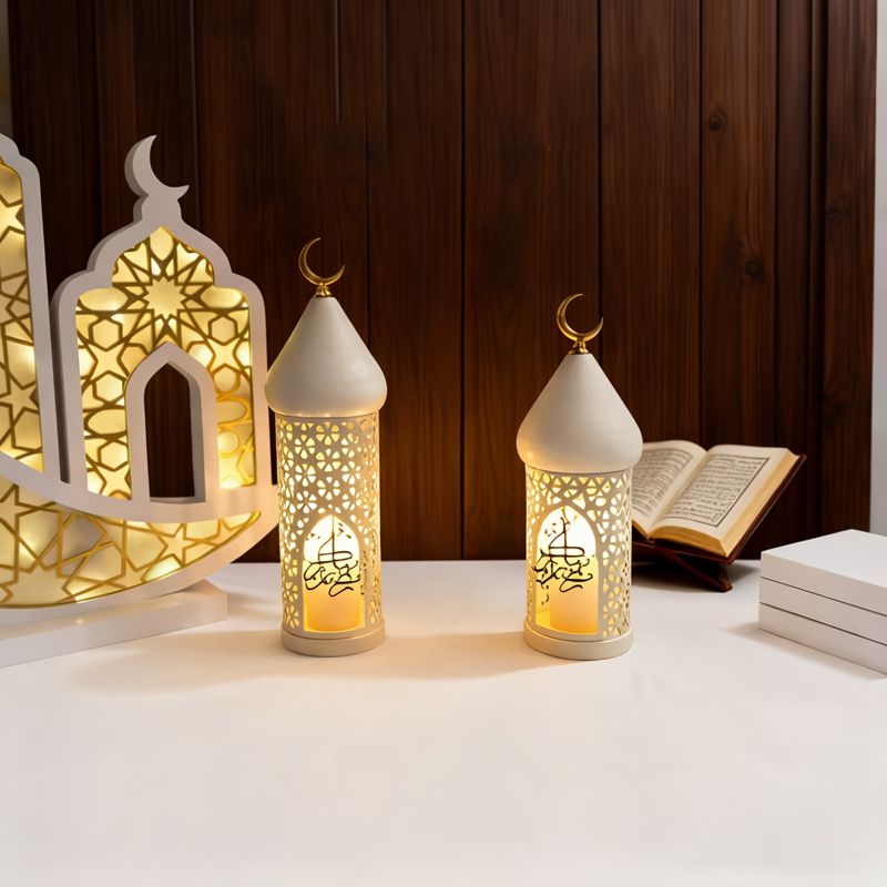Lot de 2 bougeoirs de Décoration Ramadan – Tailles L (37 cm) / S (30 cm) - شمعدان ديكور رمضان