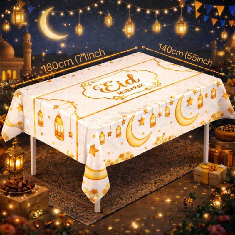 Nappe de Table Eïd en Polyester – 180 × 140 cm - مفرش طاولة العيد بوليستر