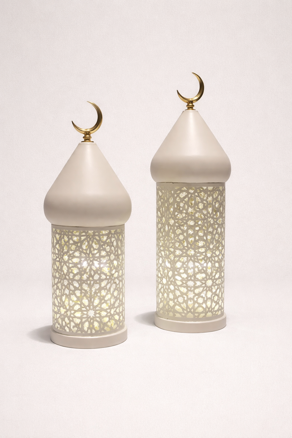 Lot de 2 bougeoirs Lumineux Ramadan à Piles – Tailles: L (36,5 cm) / S (28,5 cm) - شمعدان رمضان مضيء بالبطارية
